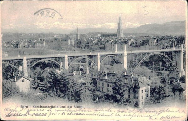 Bern - Kornhausbrücke und die Alpen Vorderseite