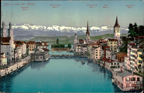 Zürich und die Alpen. Vorderseite