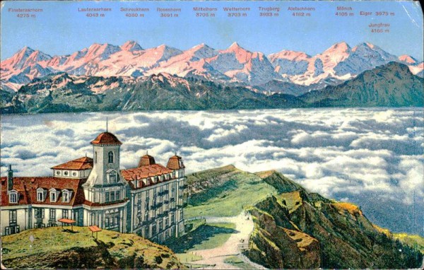 Rigi-Kulm (1800) Nebelmeer und die Berner Alpen Vorderseite