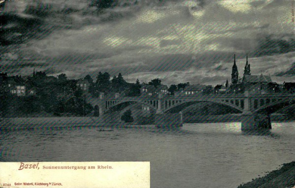 Basel, Sonnenuntergang am Rhein Vorderseite