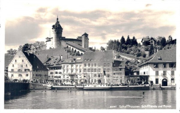 Schaffhausen, Schifflände & Munot. DS Schaffhausen Vorderseite