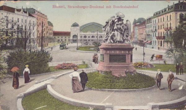 Basel, Strassburger - Denkmal mit bundesbahnhof
