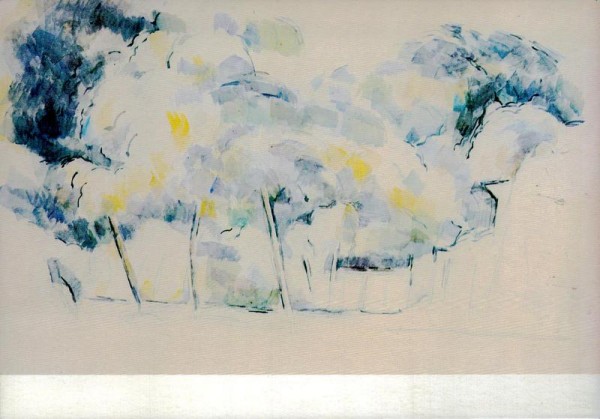 Paul Cézanne, Bäume und Gebäude Vorderseite