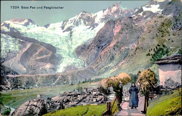 Saas Fee und Feegletscher Vorderseite