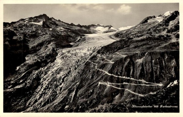 Rhonegletscher mit Furkastrassse Vorderseite