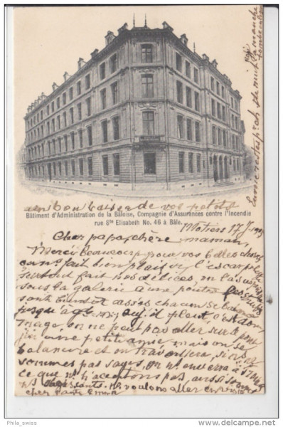 Basel - Batiment d'Administration de la Baloise, Compagnie d'Assurances - rue Ste Elisabeth No. 46