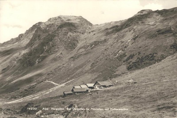 Alpe Vergalden bei Gargellen im Montafon mit Valiserspitze Vorderseite
