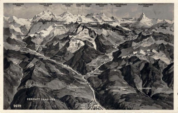 Zermatt, Saas-Fee - Panorama Vorderseite