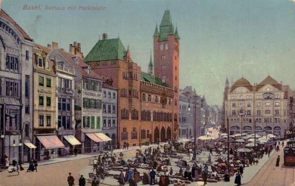 Basel, Rathaus mit Marktplatz Vorderseite