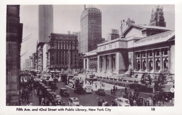 Fifth Ave. and 42nd Street with Public Library - New York City