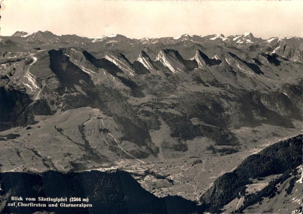 Blick v. Säntis auf Churfirsten u. Glarneralpen Vorderseite