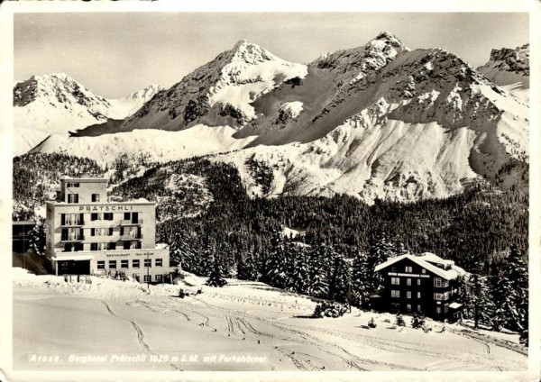 Berghotel Prätschli mit Furkahörner, Arosa vor 1946 Vorderseite