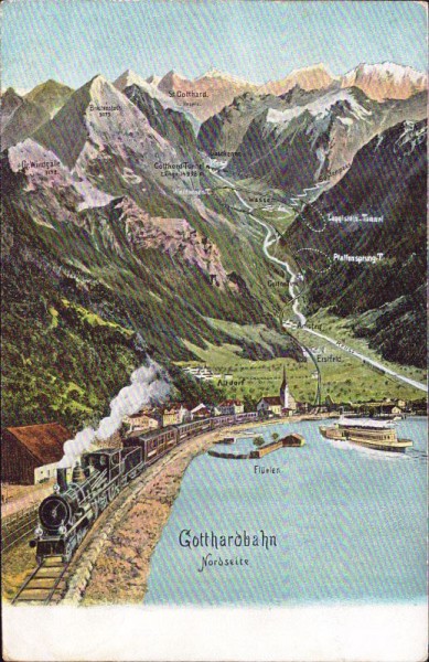 Gotthardbahn Nordseite - Verzerrte Perspektive der Berge