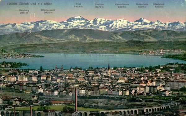 Zürich und die Alpen Vorderseite