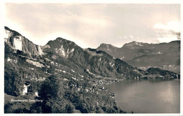 Restaurant Sentiberg ob Weggis mit Ausblick auf Vitznau, Nieder- u. Oberbauen Vorderseite