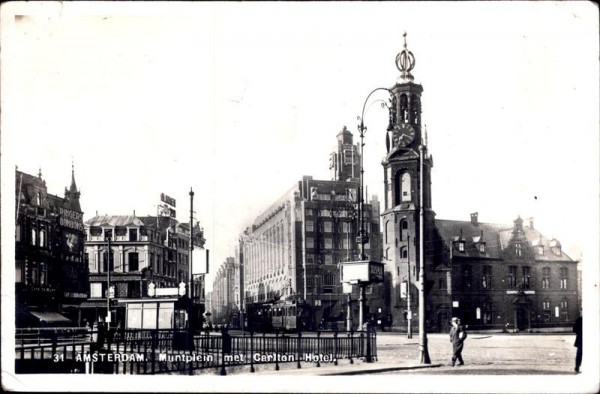 Amsterdam. Muntplein met Carlton Hotel Vorderseite