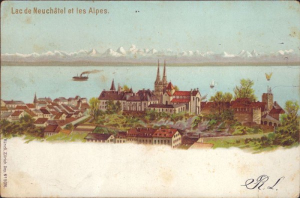 Lac de Neuchâtel (Neuenburgersee) et les Alpes