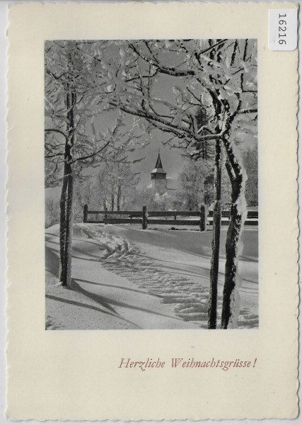 Herzliche Weihnachtsgrüsse - Winterlandschaft mit Kirche