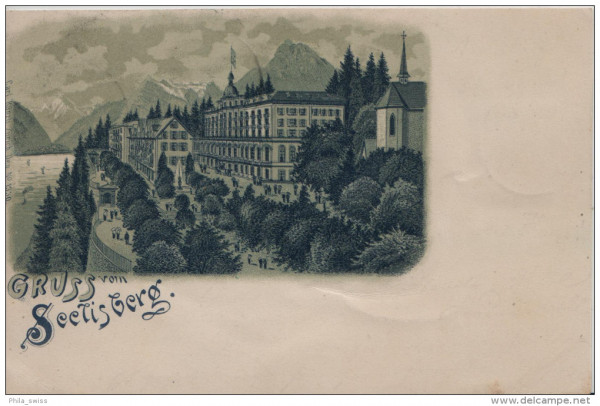 Gruss aus Seelisberg - grüne Litho - Carl Künzli No. 1330