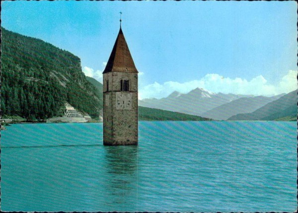 Der Kirchturm im Reschensee Vorderseite