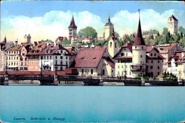 Luzern - Seebrücke und Musegg Vorderseite
