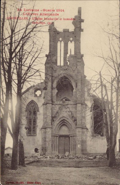 Gerbeviller, bombardierte Kirche 1914