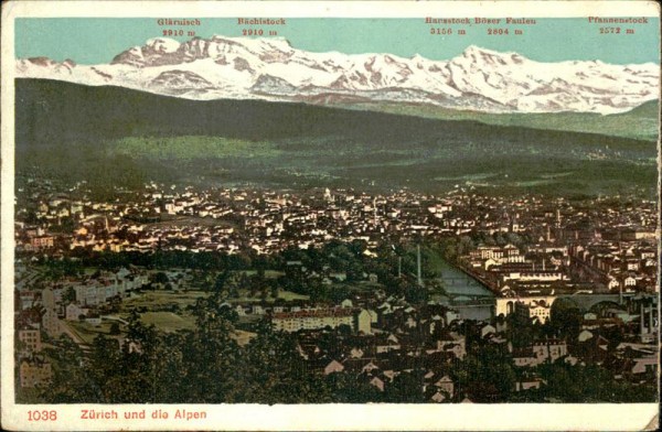 Zürich und die Alpen Vorderseite