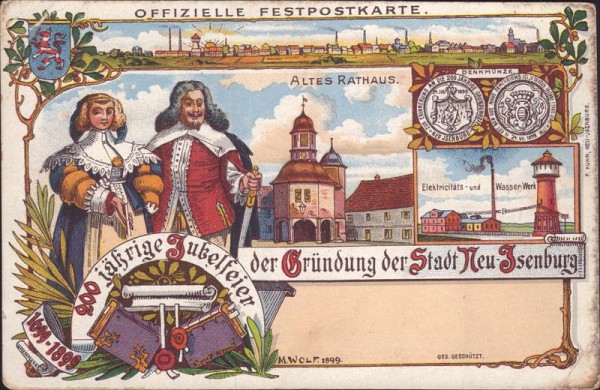 Neu-Isenburg, 200-jährige Jubelfeier 1899, Festpostkarte Vorderseite
