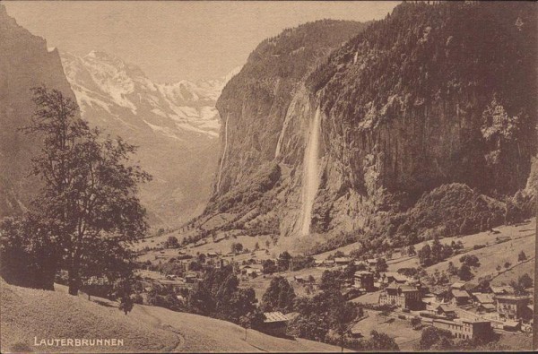 Lauterbrunnen, Werbekarte Chocolat Peter & Kohler Vorderseite
