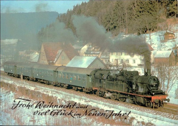 Tenderlokomotive, Glückwünsche für Weihnachten und Neujahr Vorderseite