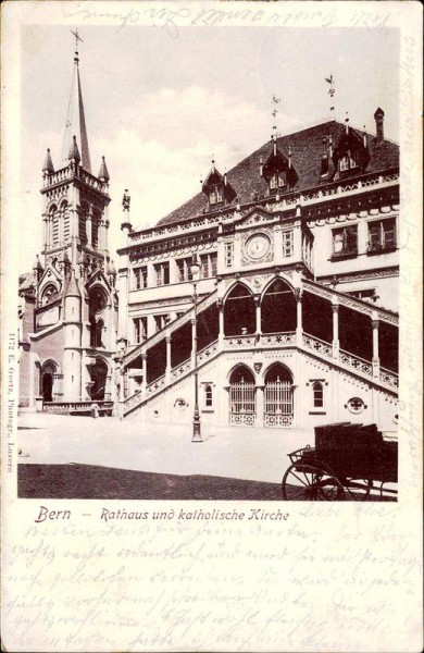 Bern - Rathaus und Katholische Kirche Vorderseite