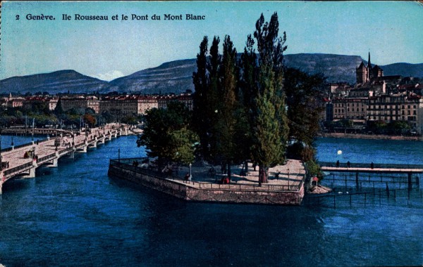 Ile Rousseau et le Pont du Mont Blanc, Genève