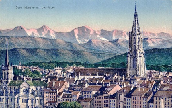 Bern: Münster mit den Alpen Vorderseite
