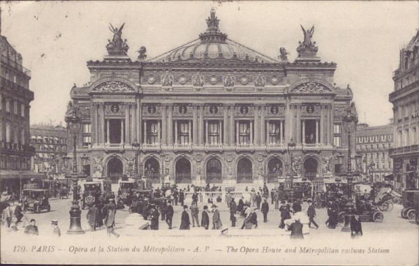 Paris - The Opera House and Métropolitan railway Station