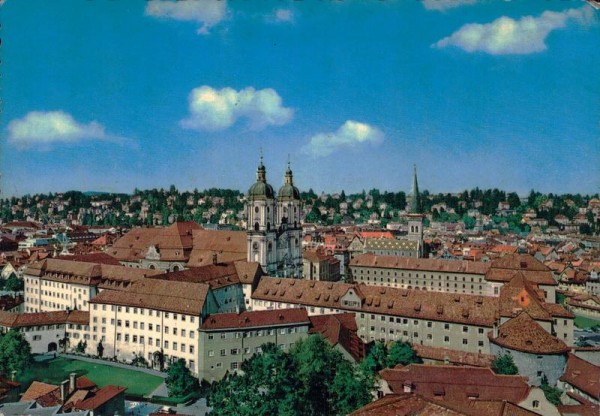 St. Gallen, Blick auf die Stadt mit Stiftskirche Vorderseite