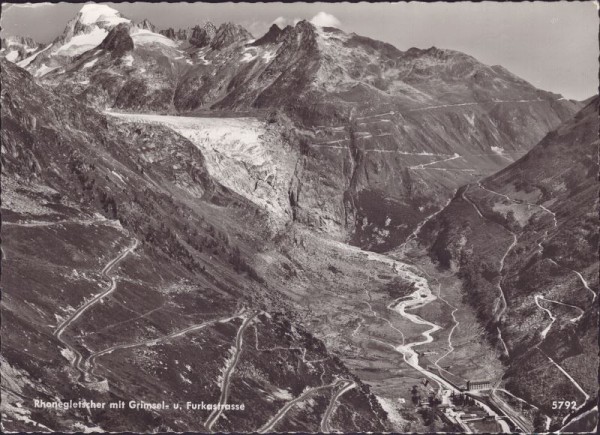 Rhonegletscher mit Grimsel - Furkastrasse