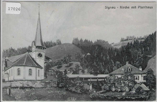 Signau - Kirche mit Pfarrhaus - Litho