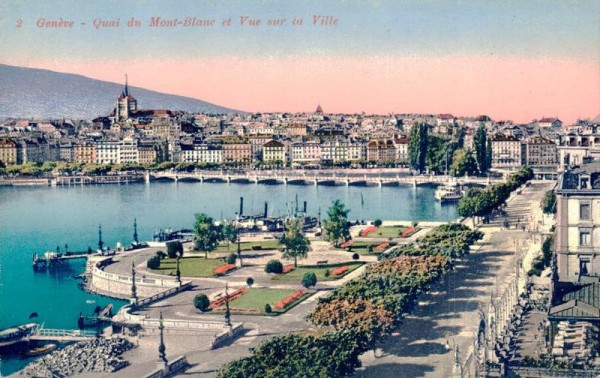 Genève. Quai du Mont-Blanc et Vue sur la Ville. 1922 Vorderseite