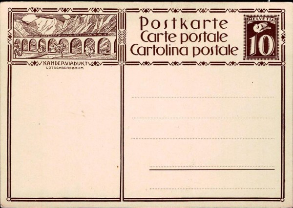 Postkarte Kanderviadukt Lötschbergbahn Vorderseite