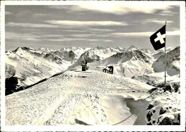 Ausblick vom Weisshorngipfel auf Silvretta-Gruppe Vorderseite