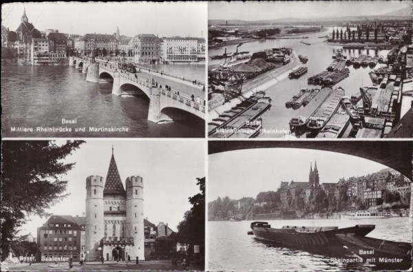 Basel, Rheinbrücke und Martinskirche