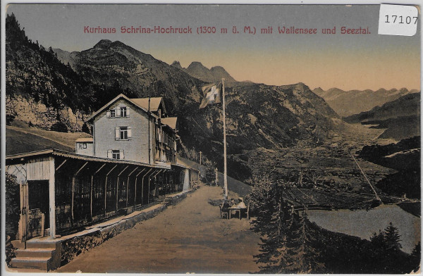 Kurhaus Schrina-Hochruck mit Wallensee und Seeztal - Terrasse - animee belebt