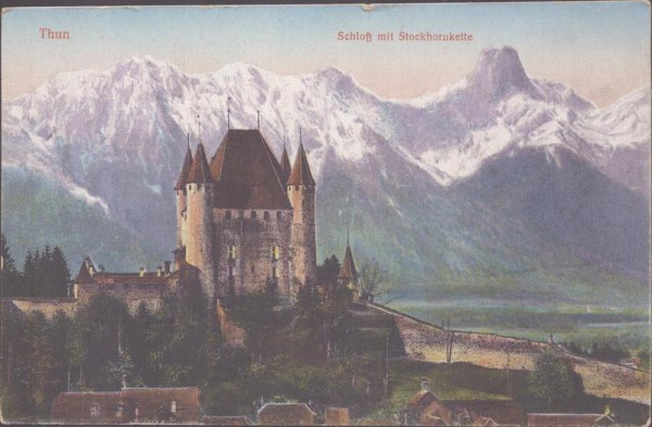 Thun, Schloss mit Stockhornkette Vorderseite
