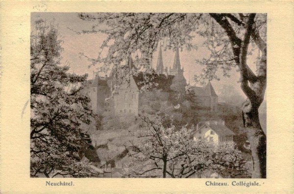 Neuchatel, Chateau Collégiale Vorderseite