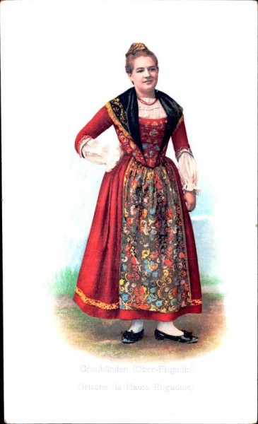Graubünden, Ober-Engadin, Tracht Vorderseite