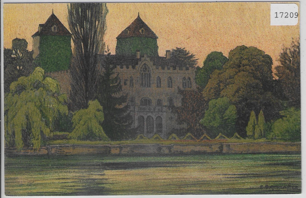 Schloss Gottlieben - Litho - Künstlerkarte Ernst E. Schlatter