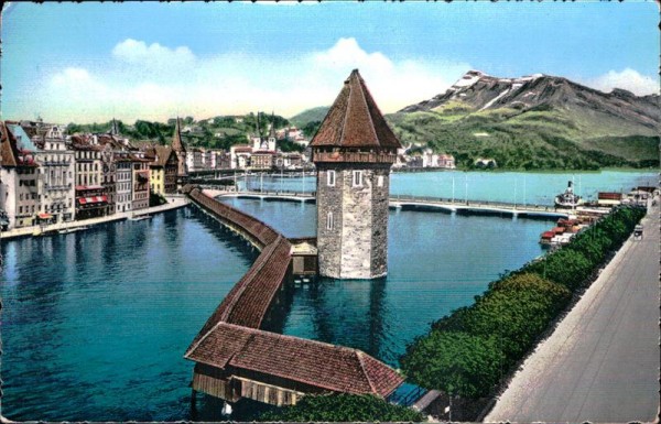 Luzern, Kapellbrücke und Wasserturm Vorderseite