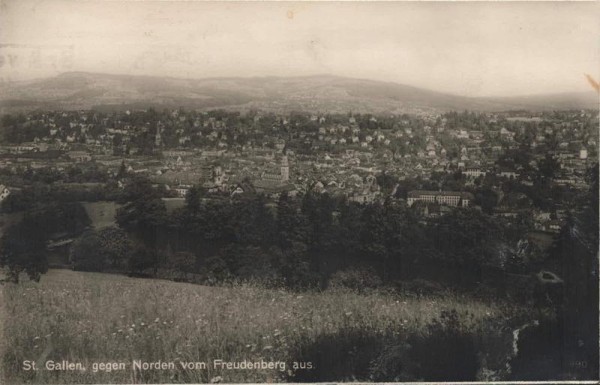 St.Gallen gegen Norden vom Freudenberg
aus. 1932 Vorderseite