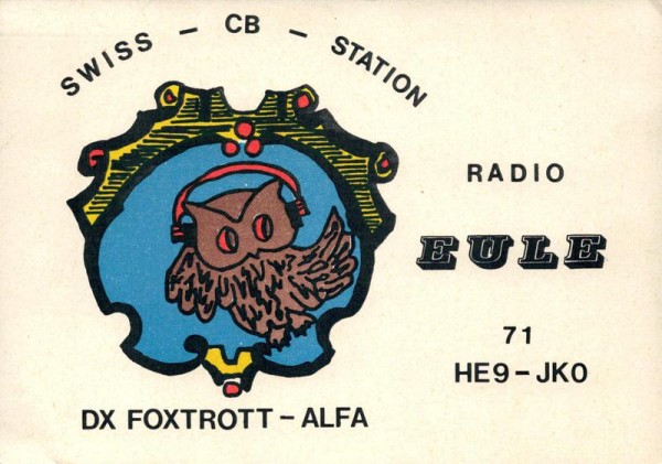 QSL- Karte, Eule 71, Küssnacht Vorderseite