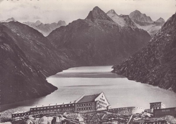 Grimsel - Hospiz (1960 m), Stausee und Finsteraarhorn Vorderseite
